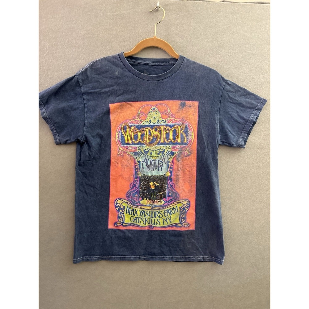 Woodstock Blue Color T-shirt Women's Size Medium Boho Hippie